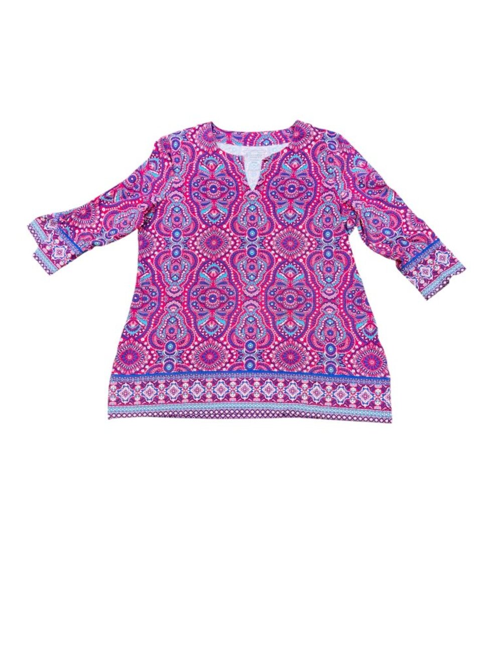 Coolibar UFP 50+ 3/4 Sleeve Tunic Shirt Top Paisley Boho Multicolor XL
